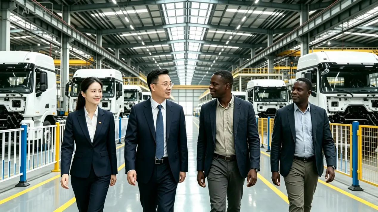 International customers visiting the HOWO final assembly workshop