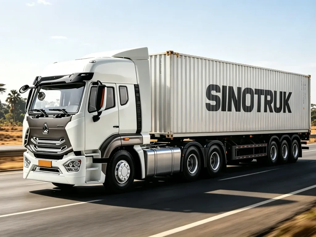 White Chinese Heavy Trucks HOWO nx 6x4 box cargo trucks, highway logistics delivery vehicle.For Africa, Southeast Asia and Latin America markets.