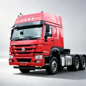 Sinotruk HOWO 6X4 tractor trucks, red cab studio product image.For Africa, Southeast Asia and Latin America markets.