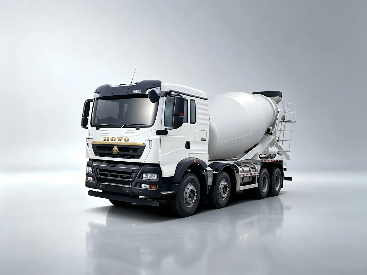 SINOTRUK HOWO TX 8X4 concrete mixer trucks studio product image.For Africa, Southeast Asia and Latin America markets.