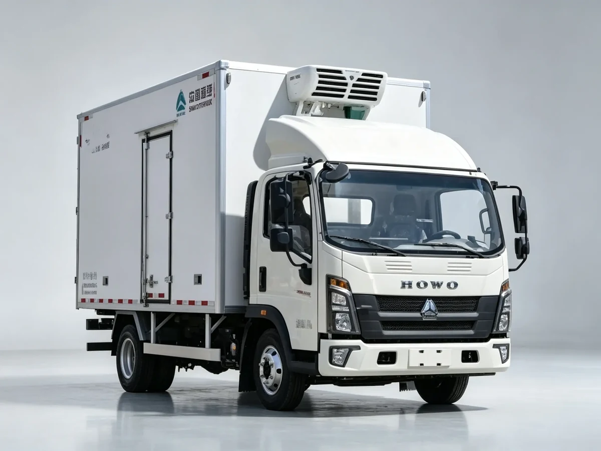 Sinotruk Howo Light Refrigerated Trucks, light duty freezer trucks for fresh meat, fruit, seafood and medicine cold chain distribution, export to Africa, Southeast Asia and Latin America