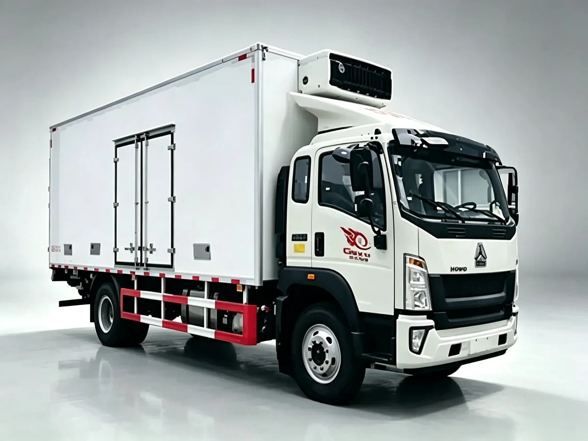 Sinotruck Howo 10t Refrigerated Trucks, medium duty cold chain freezer trucks with insulated box, for fresh fruit, seafood, meat and pharmaceutical logistics, export to Africa, Southeast Asia and Latin America.