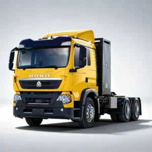SINOTRUK HOWO yellow pure electric tractor trucks, zero emission electric container tractor unit for port yard and intercity logistics transport, exported to Southeast Asia, Latin America and Africa
