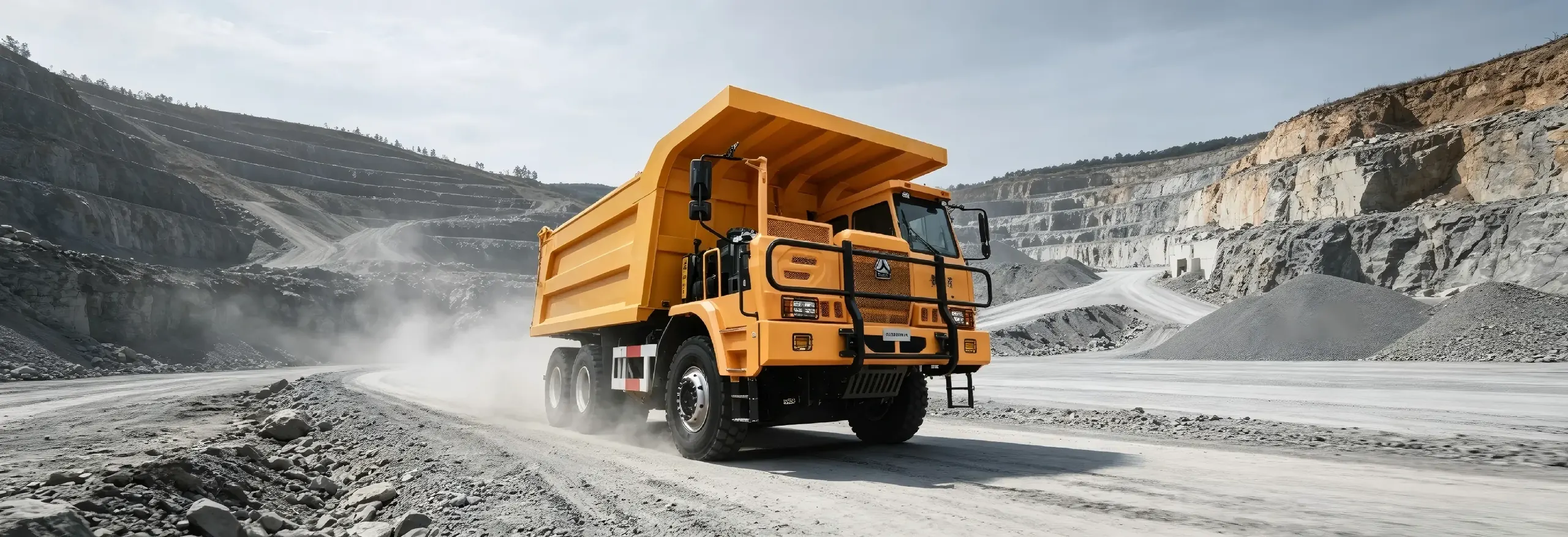 Chinese Heavy Trucks HOWO mining vehicles operating at a heavy-haul site