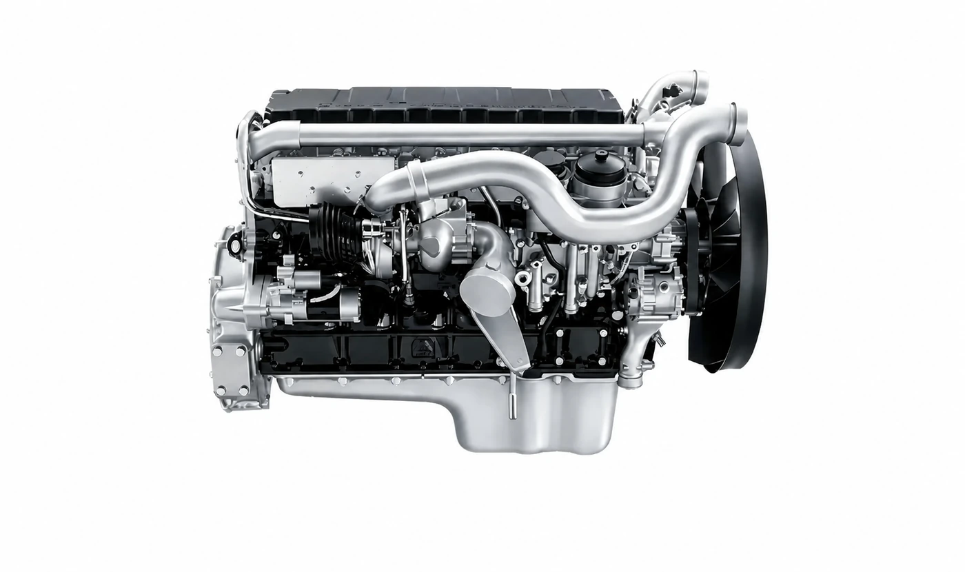 Chinese Heavy Trucks MC series heavy-duty engine on a clean white background