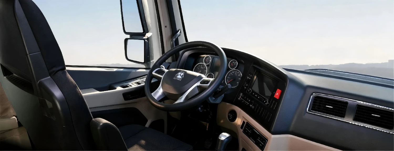 HOWO TX panoramic cab visibility and driver seating