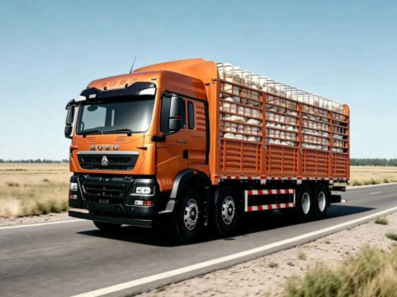Chinese Heavy Trucks HOWO 8x4 stake fence cargo trucks fully loaded with goods, heavy‑duty logistics trucks for Africa, Central Asia and Latin America transportation