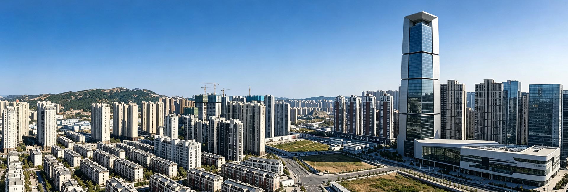 Jinan city skyline near the SINOTRUK commercial vehicle base