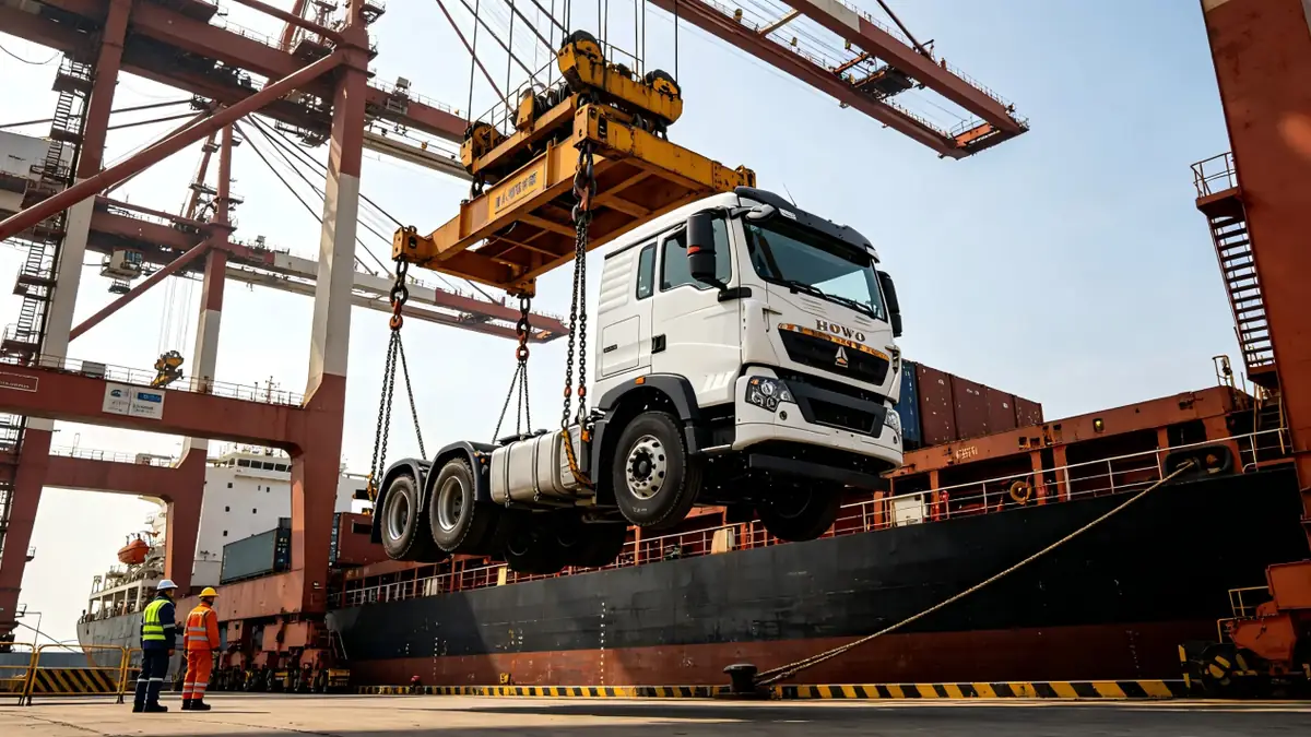 17 HOWO Dump Trucks Loaded at Qingdao Port for Chile