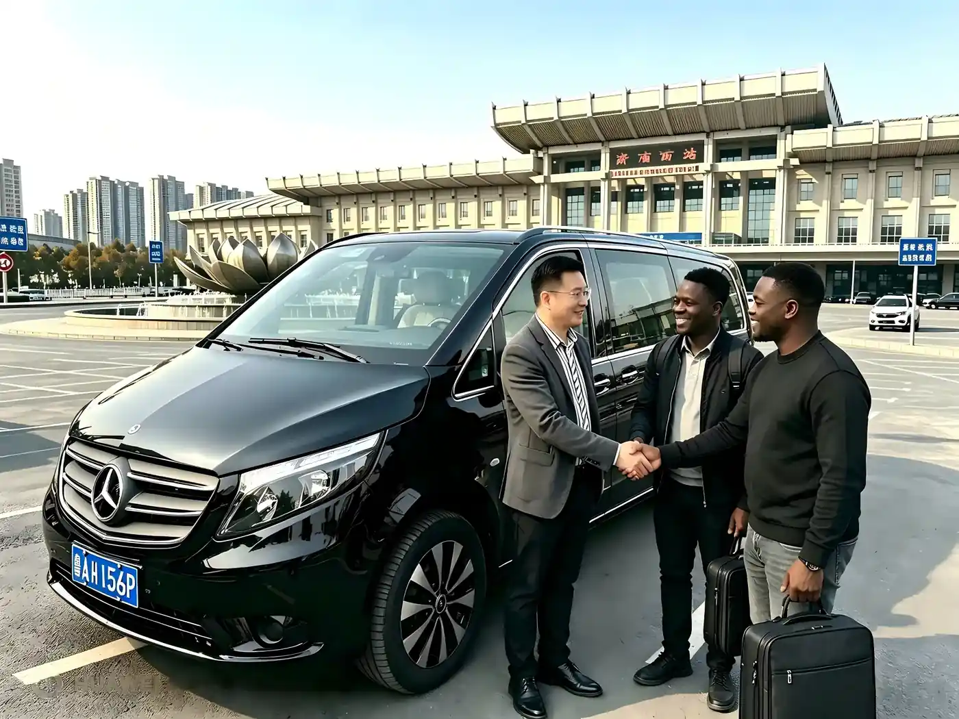 Recheng representative seeing international customers off at Jinan West Railway Station