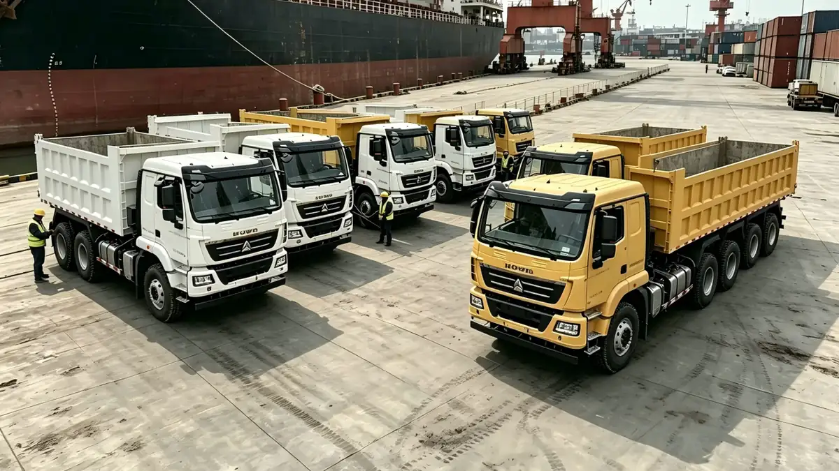 7 HOWO Dump Trucks Arriving at the Port for Zimbabwe